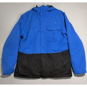 Liquid brand color block insulated zip up jacket with hood, men's medium